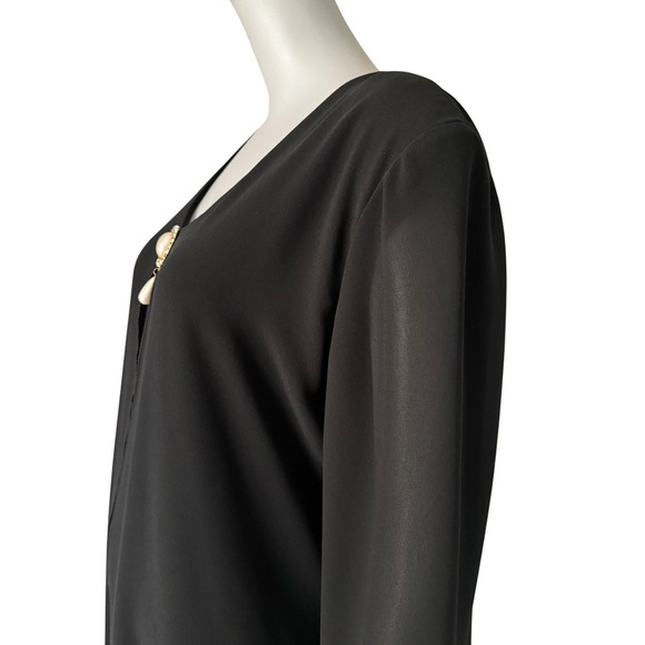 CATTIVA Vintage Crepe Embellished Black Formal Dress Long Sleeve - Picture 8 of 15